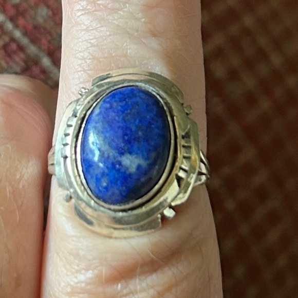 Blue Lapis Native American Sterling Silver Ring ~ Size 7.5~Artisan stamped “B” - Picture 4 of 5